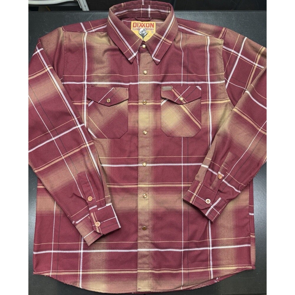 Dixxon Flannel Co. Cabernet Burgundy Red Plaid Pearl Snap Flannel Shirt Men’s XL